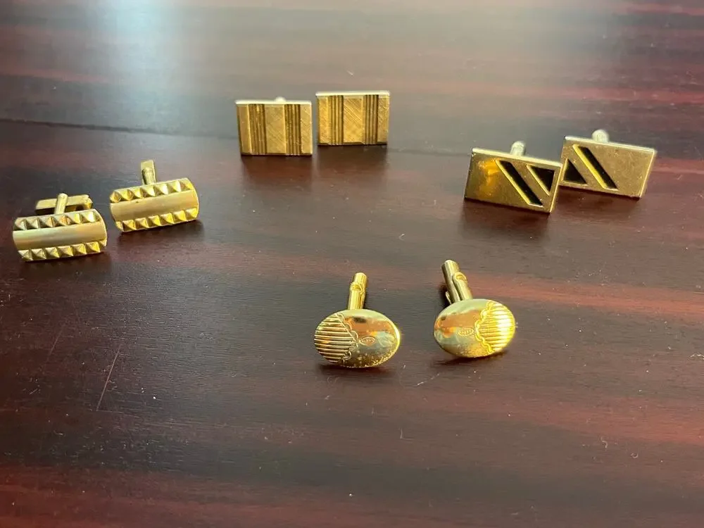 VTG Cufflink Lot of 4 Gold Tone Classy Elegant Preppy Coquette